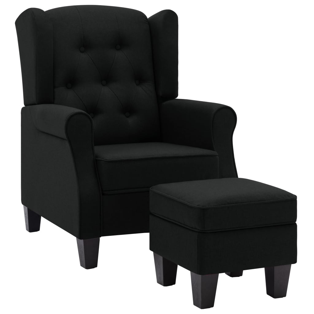 Fauteuil met voetenbankje stof zwart is nu te koop bij PeponiXL, paradijselijk wonen!