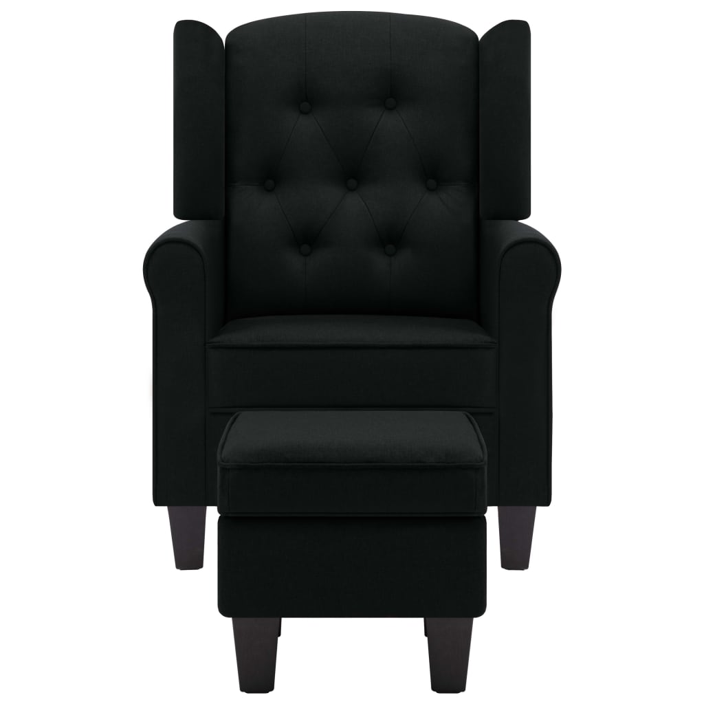 Fauteuil met voetenbankje stof zwart is nu te koop bij PeponiXL, paradijselijk wonen!