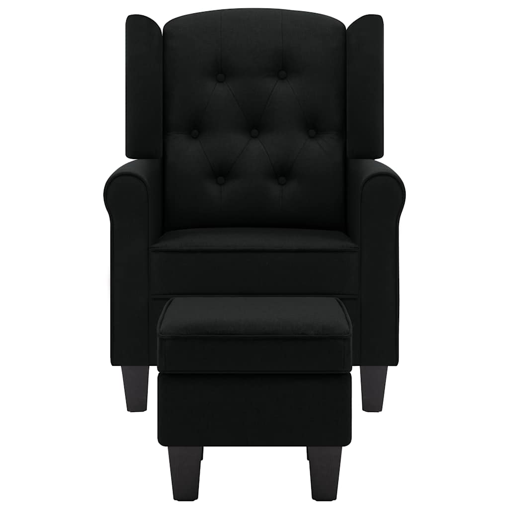 Fauteuil met voetenbankje stof zwart is nu te koop bij PeponiXL, paradijselijk wonen!