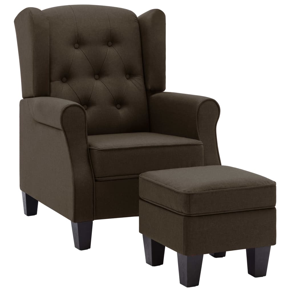 Fauteuil met voetenbankje stof bruin is nu te koop bij PeponiXL, paradijselijk wonen!