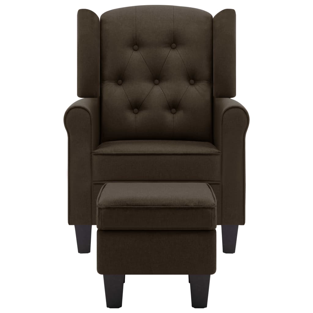 Fauteuil met voetenbankje stof bruin is nu te koop bij PeponiXL, paradijselijk wonen!