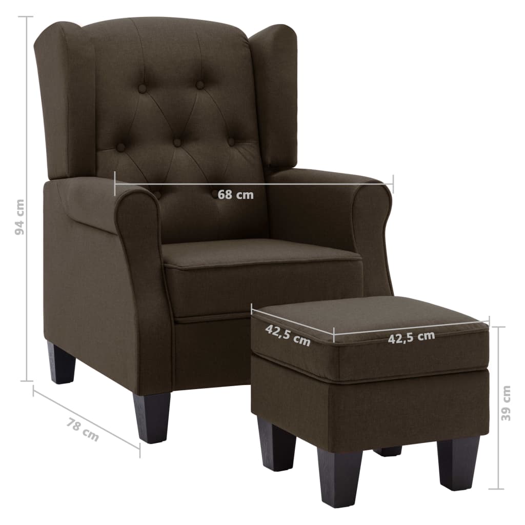 Fauteuil met voetenbankje stof bruin is nu te koop bij PeponiXL, paradijselijk wonen!