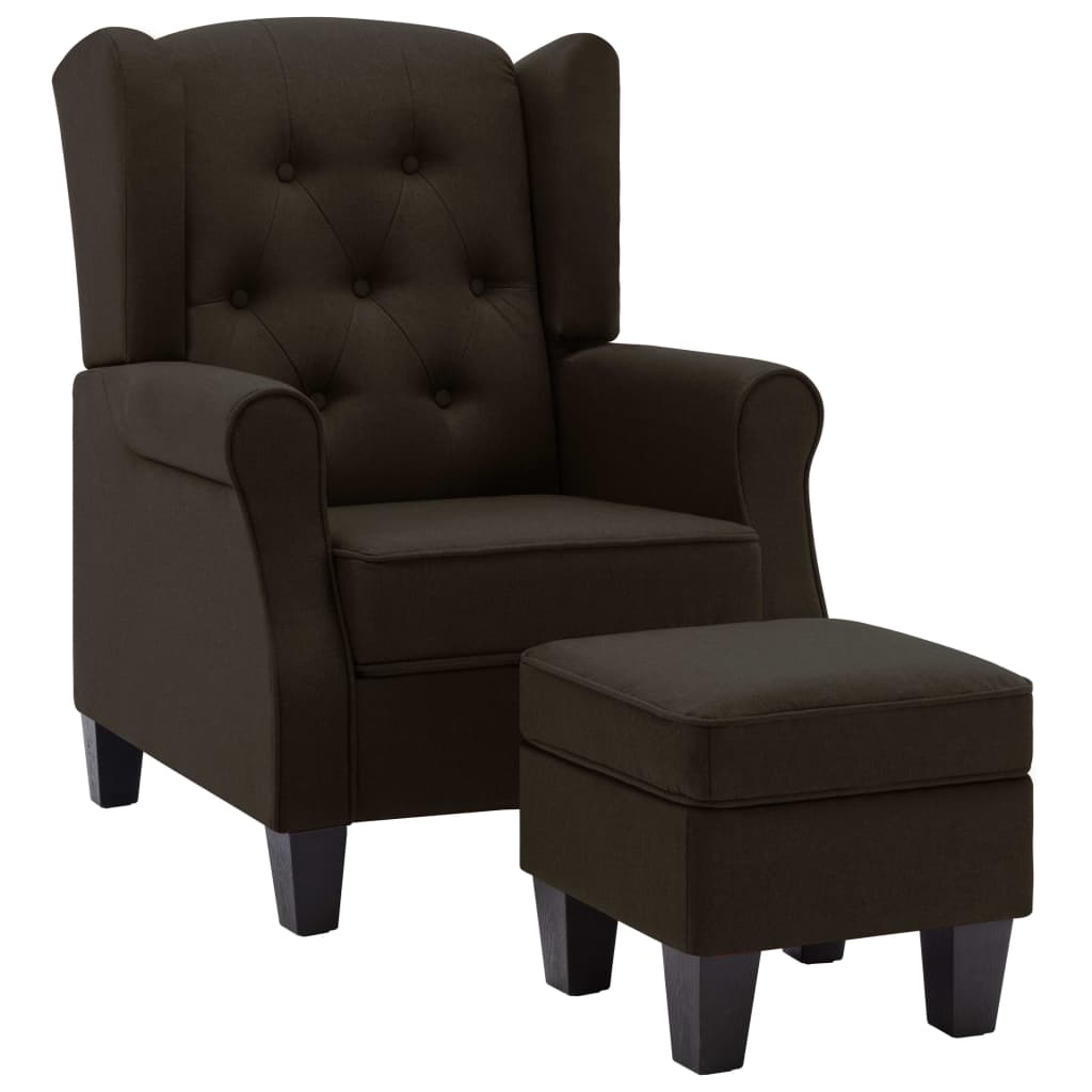 Fauteuil met voetenbankje stof donkerbruin is nu te koop bij PeponiXL, paradijselijk wonen!