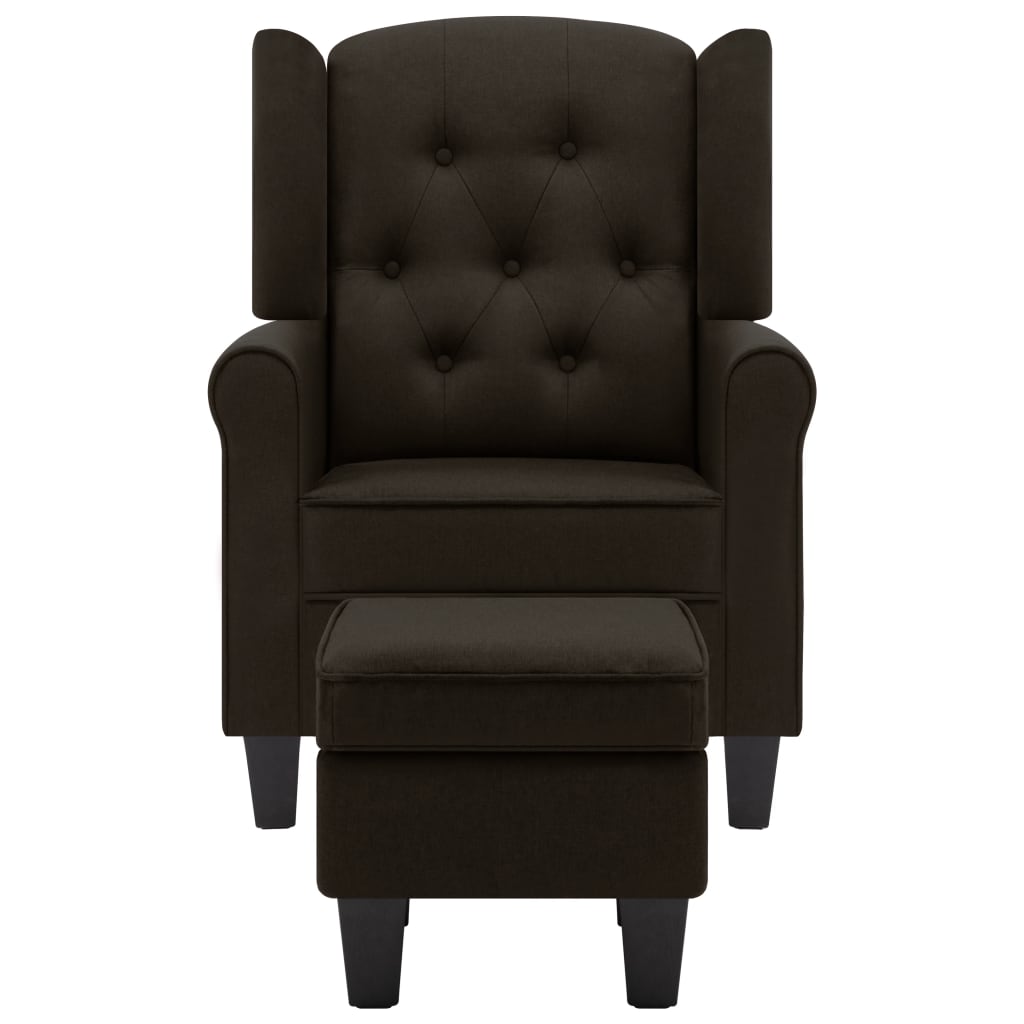 Fauteuil met voetenbankje stof donkerbruin is nu te koop bij PeponiXL, paradijselijk wonen!