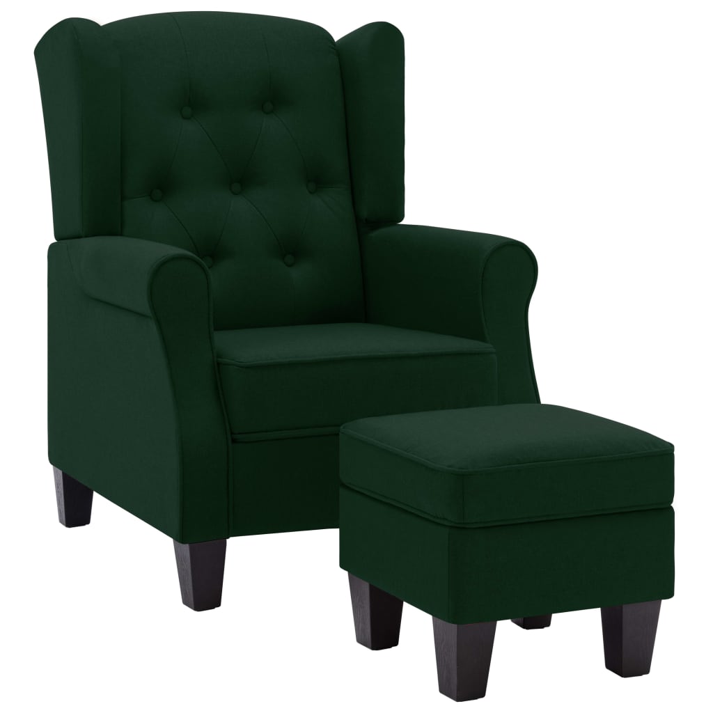 Fauteuil met voetenbankje stof donkergroen is nu te koop bij PeponiXL, paradijselijk wonen!