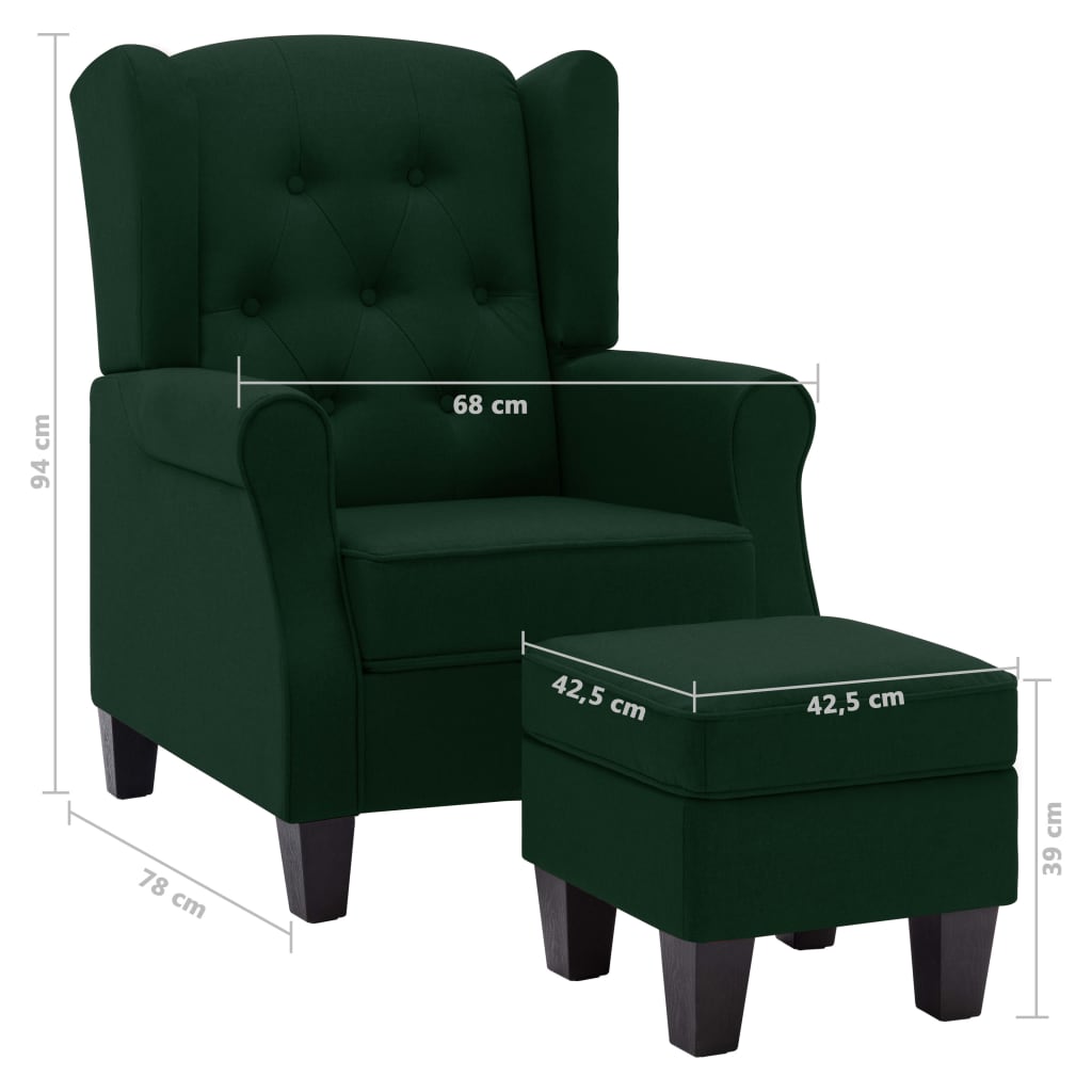 Fauteuil met voetenbankje stof donkergroen is nu te koop bij PeponiXL, paradijselijk wonen!