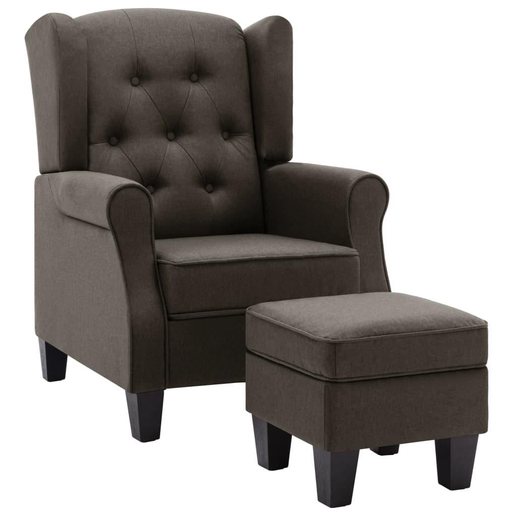 Fauteuil met voetenbankje stof taupe is nu te koop bij PeponiXL, paradijselijk wonen!