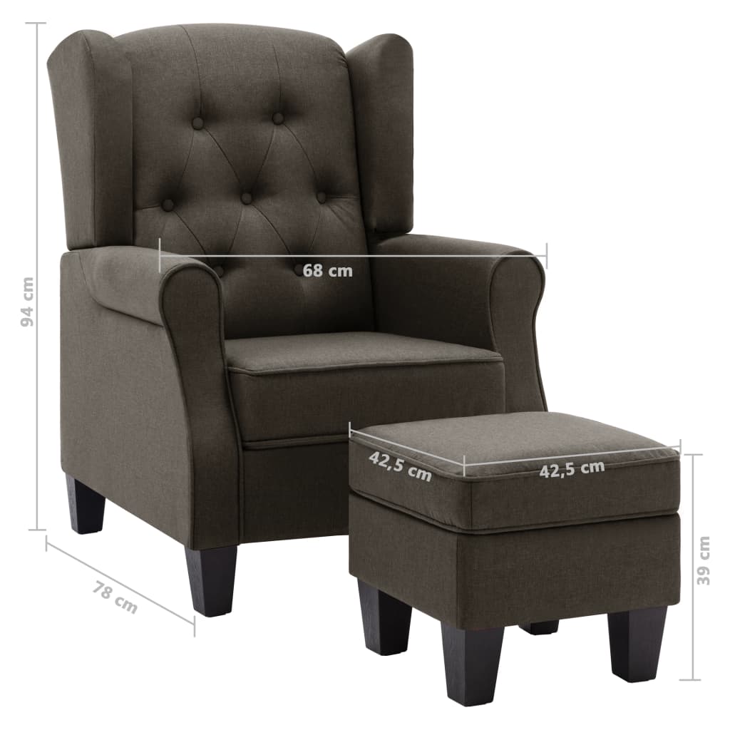 Fauteuil met voetenbankje stof taupe is nu te koop bij PeponiXL, paradijselijk wonen!