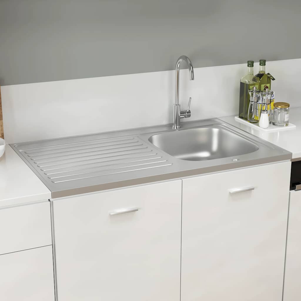 Gootsteen met afvoerset 1000x600x155 mm roestvrij staal zilver is nu te koop bij PeponiXL, paradijselijk wonen!
