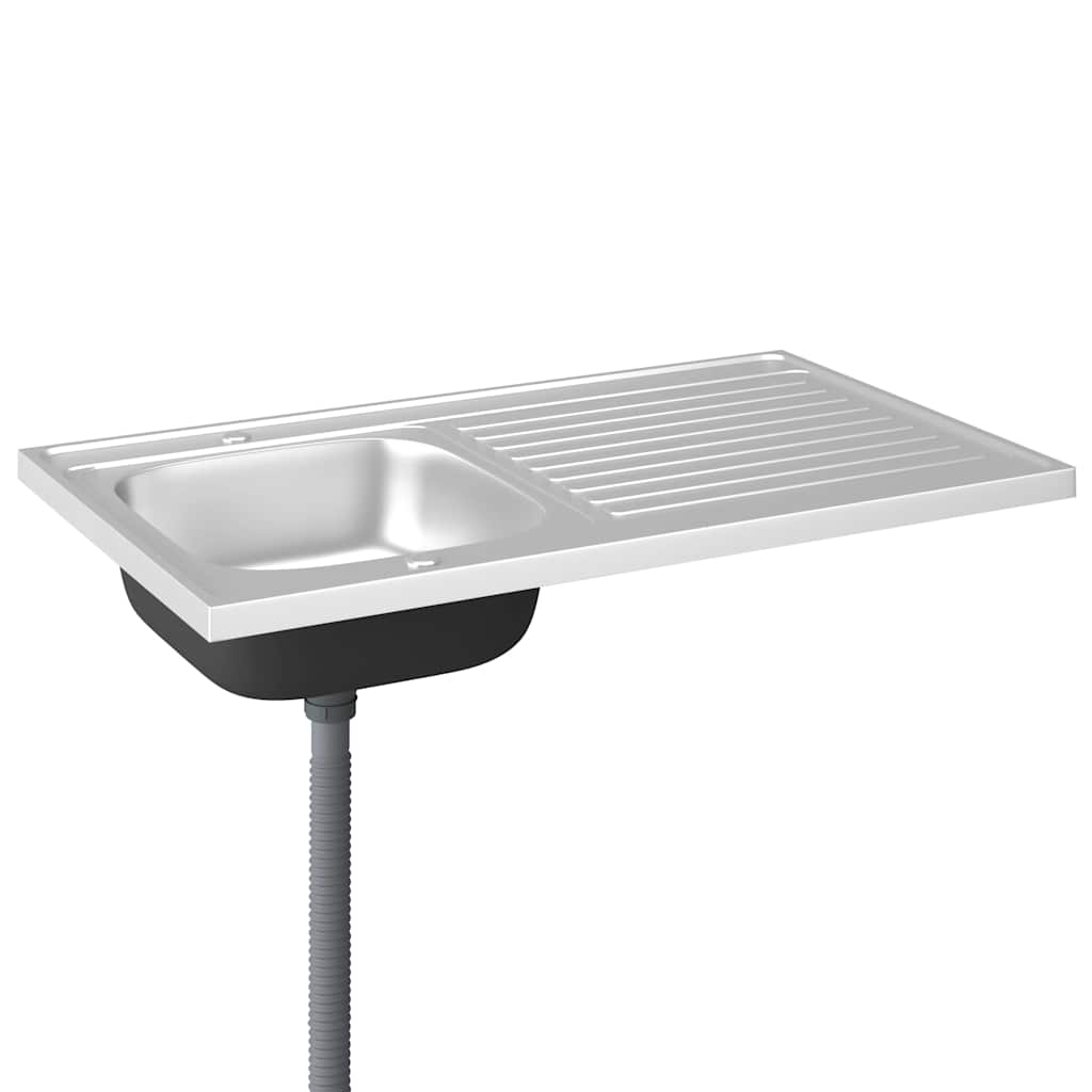 Gootsteen met afvoerset 1000x600x155 mm roestvrij staal zilver is nu te koop bij PeponiXL, paradijselijk wonen!