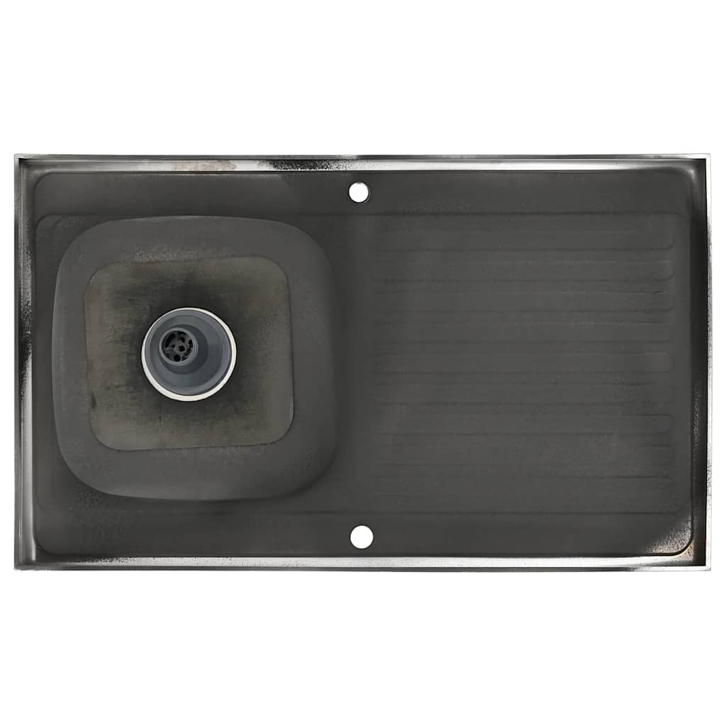 Gootsteen met afvoerset 1000x600x155 mm roestvrij staal zilver is nu te koop bij PeponiXL, paradijselijk wonen!