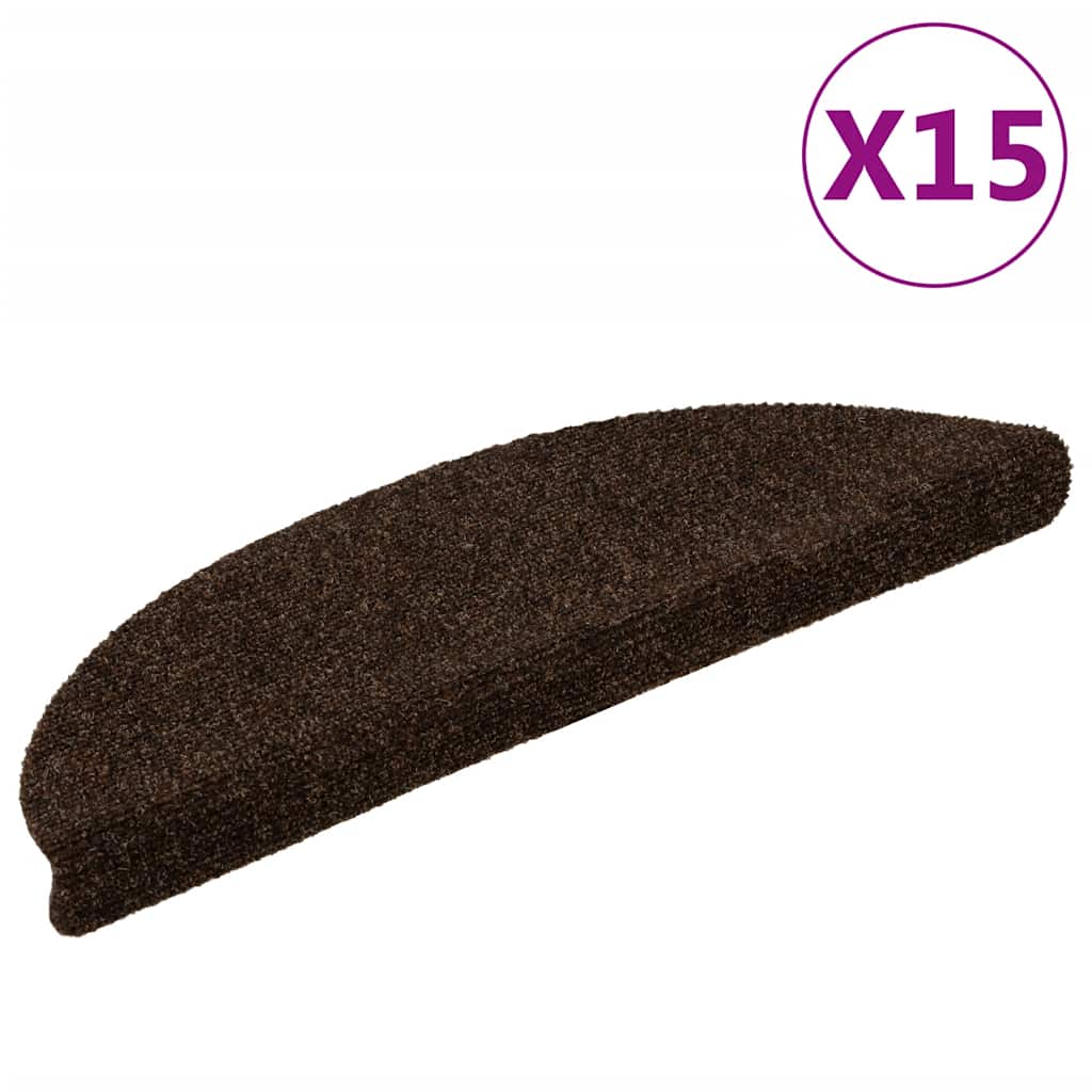 Trapmatten zelfklevend 15 stuks 56x17x3 cm bruin halfrond