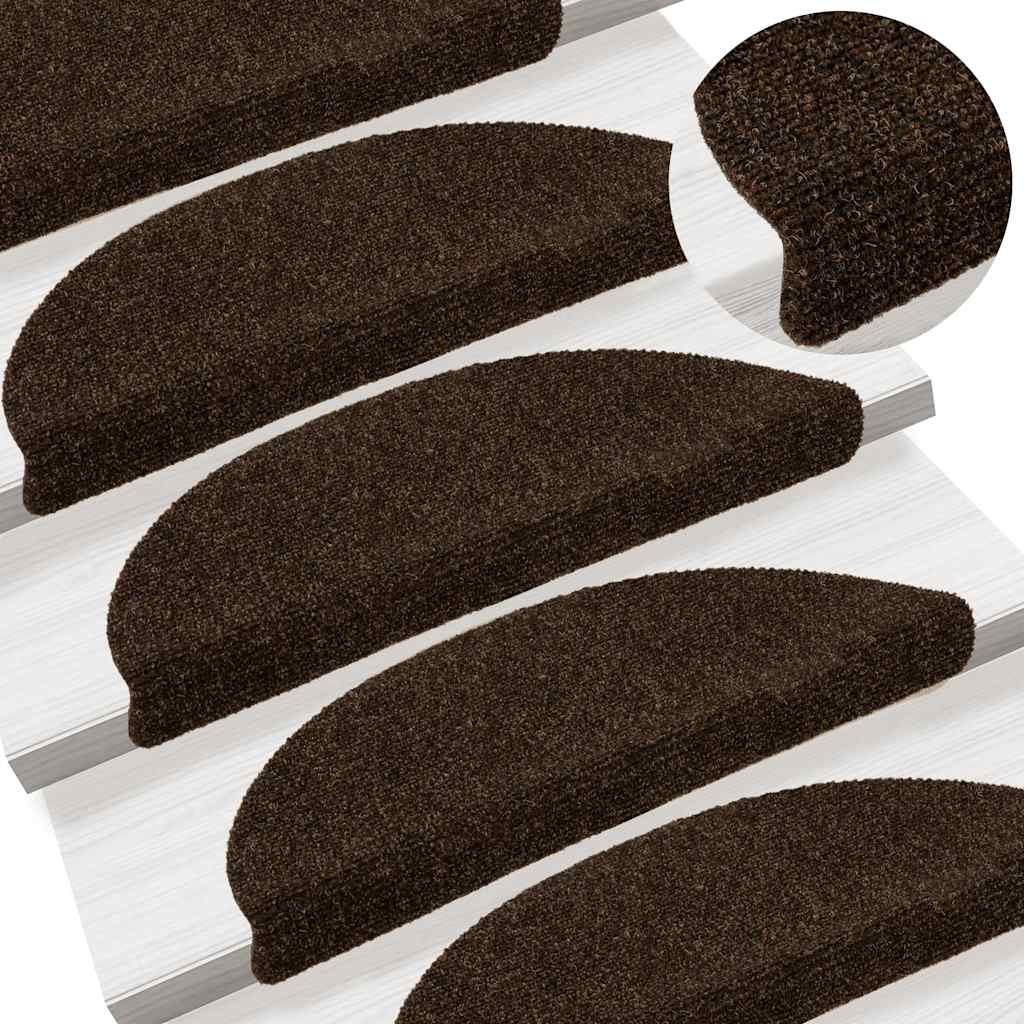 Trapmatten zelfklevend 15 stuks 56x17x3 cm bruin halfrond