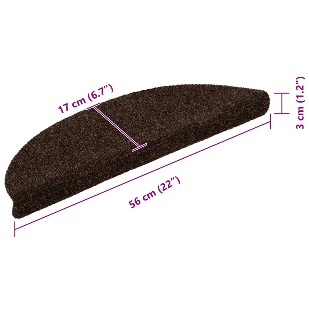 Trapmatten zelfklevend 15 stuks 56x17x3 cm bruin halfrond