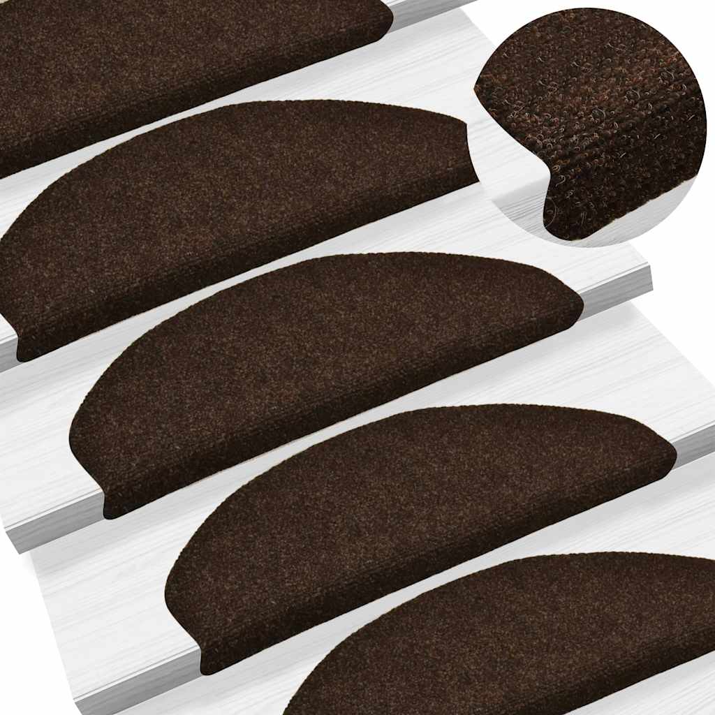 Trapmatten Zelfklevend 15 stuks 65x21x4 cm Bruin Halfrond Groot