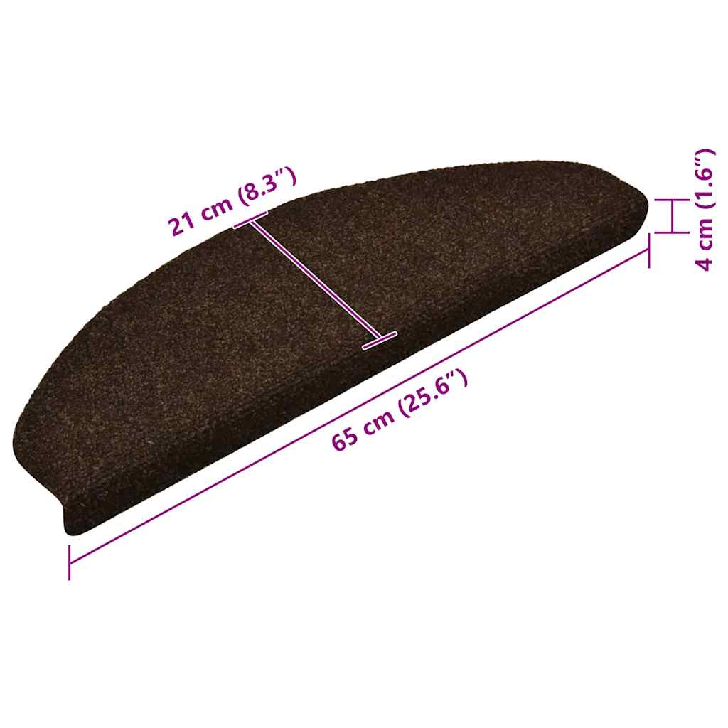 Trapmatten Zelfklevend 15 stuks 65x21x4 cm Bruin Halfrond Groot