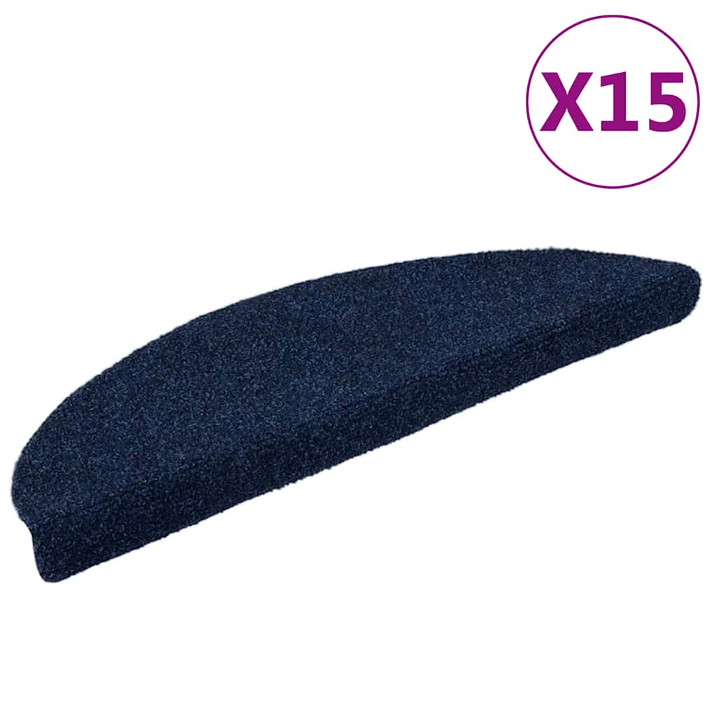 Trapmatten zelfklevend 15 stuks 56x17x3 cm marineblauw halfrond