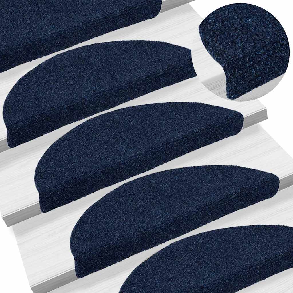 Trapmatten zelfklevend 15 stuks 56x17x3 cm marineblauw halfrond