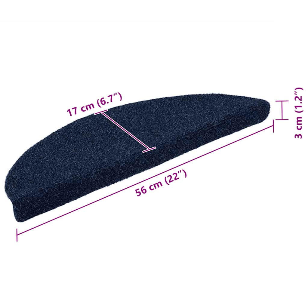 Trapmatten zelfklevend 15 stuks 56x17x3 cm marineblauw halfrond