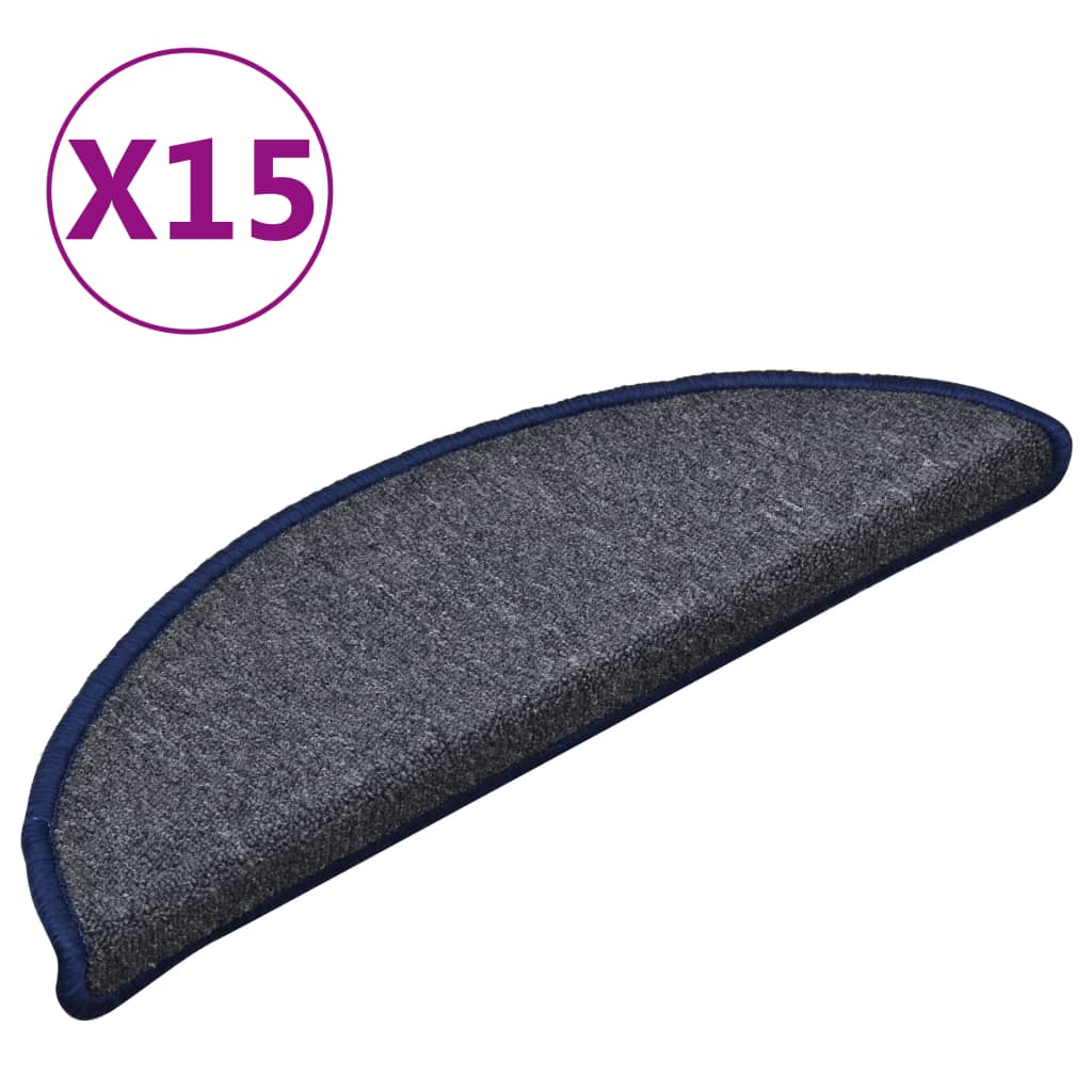 Trapmatten 15 st 56x17x3 cm donkergrijs en blauw halfrond