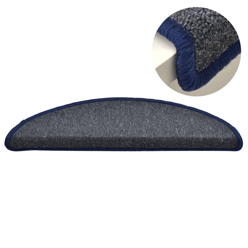 Trapmatten 15 st 56x17x3 cm donkergrijs en blauw halfrond