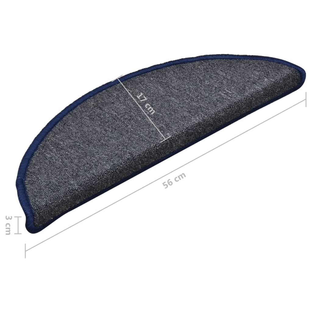 Trapmatten 15 st 56x17x3 cm donkergrijs en blauw halfrond