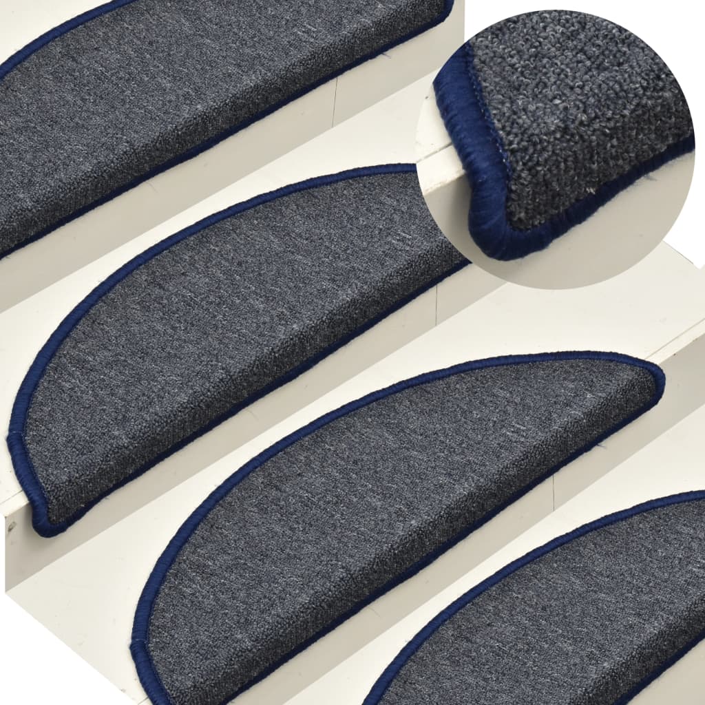 Trapmatten 15 st 56x17x3 cm donkergrijs en blauw halfrond