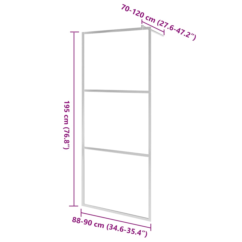 Inloopdouchewand halfmat 90x195 cm ESG-glas is nu te koop bij PeponiXL, paradijselijk wonen!