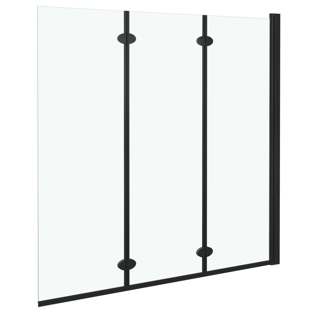 Douchewand inklapbaar 3 panelen 130x138 cm ESG zwart is nu te koop bij PeponiXL, paradijselijk wonen!