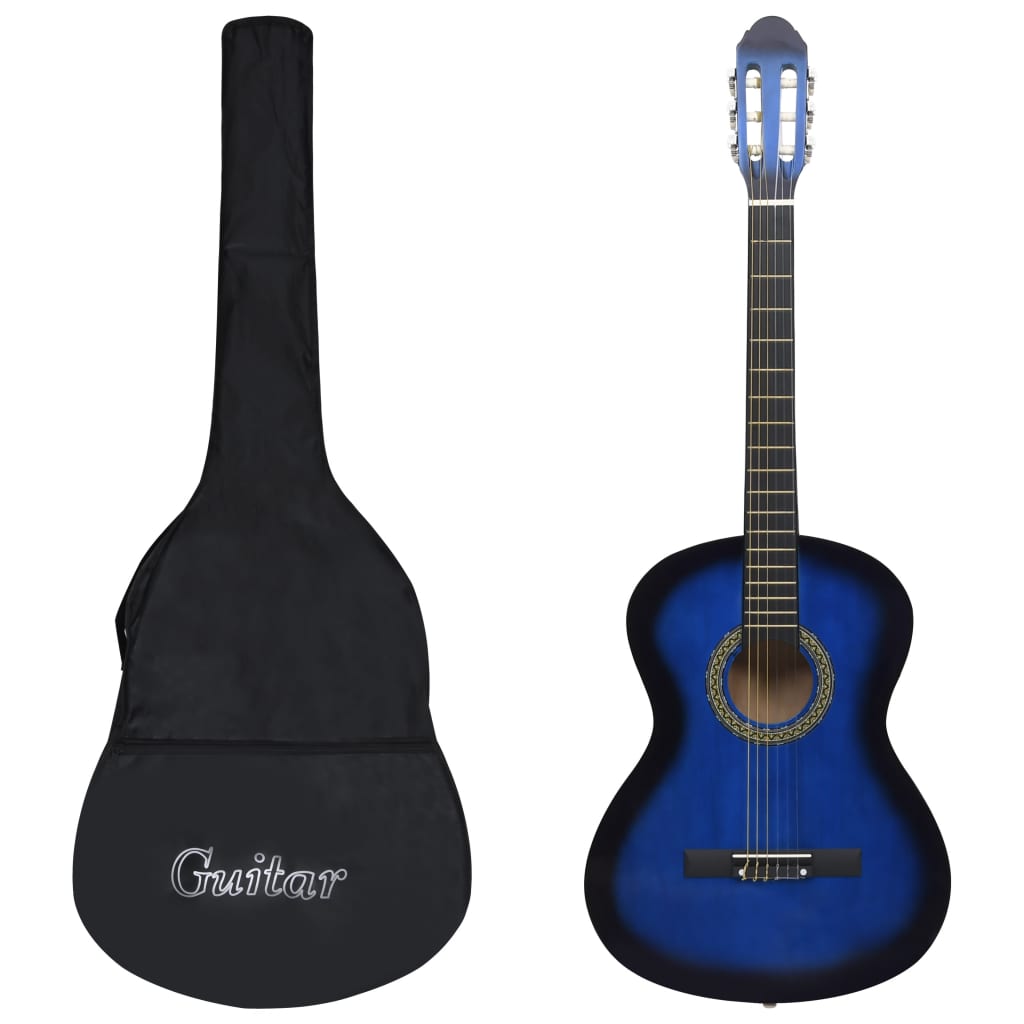 Gitaar klassiek beginner met tas 4/4 39" blauw is nu te koop bij PeponiXL, paradijselijk wonen!