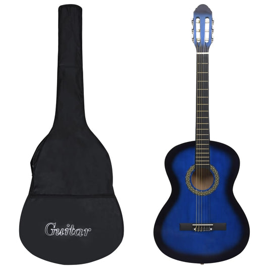 Gitaar klassiek beginner met tas 4/4 39" blauw is nu te koop bij PeponiXL, paradijselijk wonen!