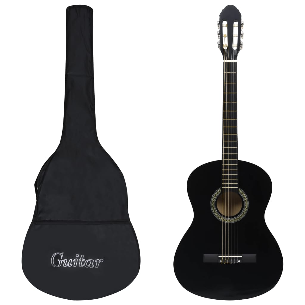 Gitaar klassiek beginner met tas 4/4 39" zwart is nu te koop bij PeponiXL, paradijselijk wonen!