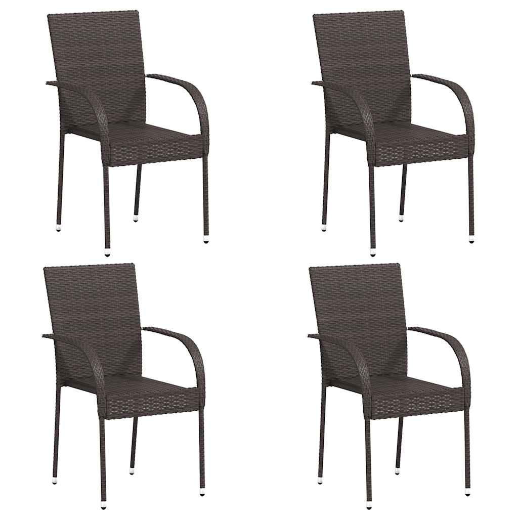 Tuinstoelen stapelbaar 4 st poly rattan bruin is nu te koop bij PeponiXL, paradijselijk wonen!