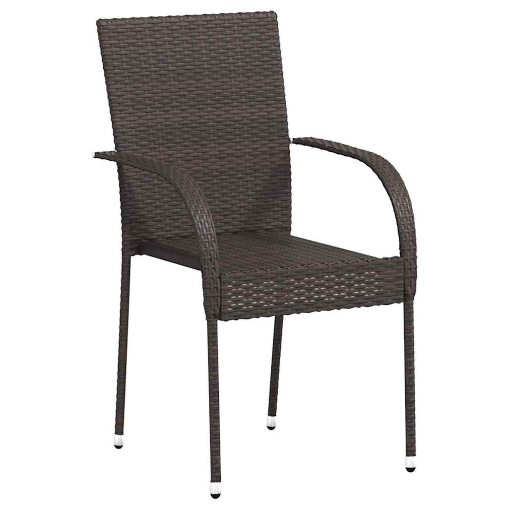 Tuinstoelen stapelbaar 4 st poly rattan bruin is nu te koop bij PeponiXL, paradijselijk wonen!