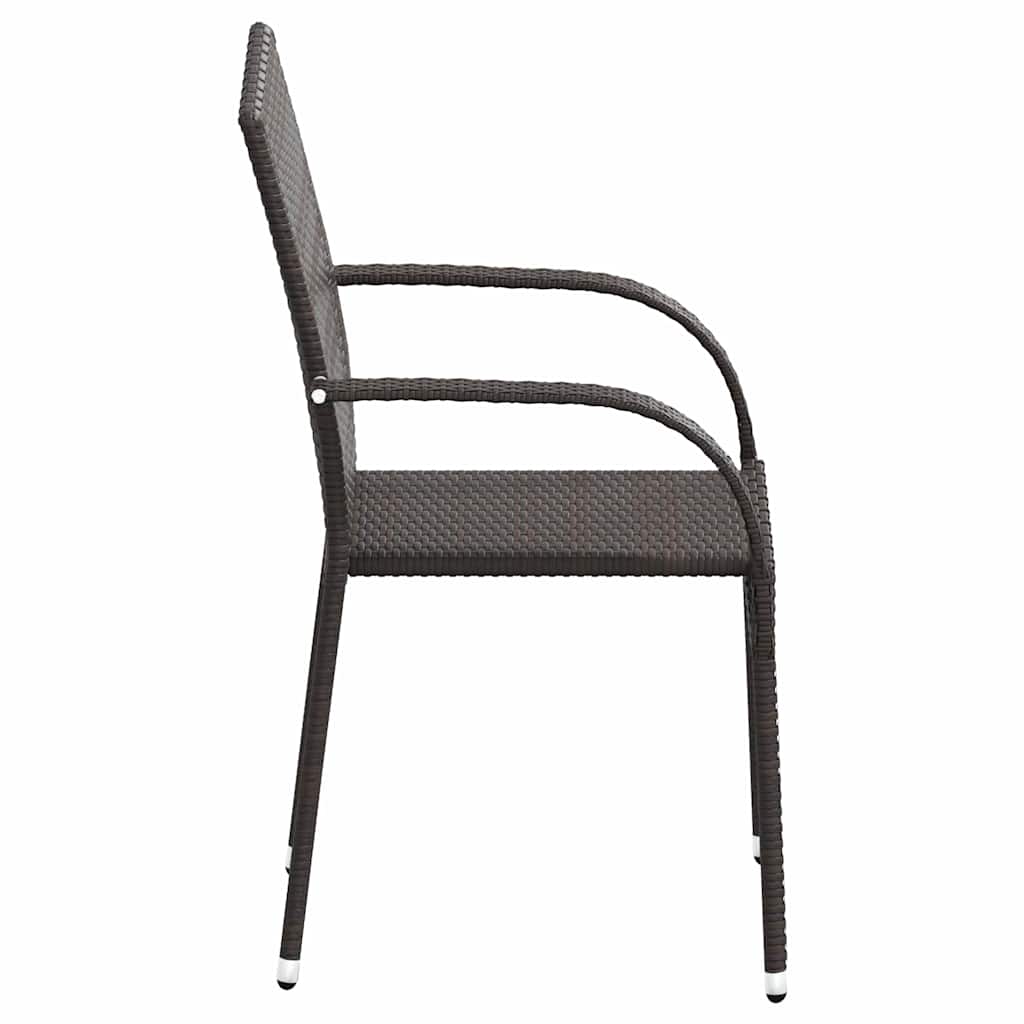 Tuinstoelen stapelbaar 4 st poly rattan bruin is nu te koop bij PeponiXL, paradijselijk wonen!