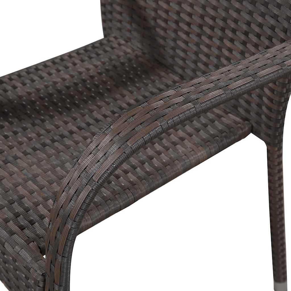 Tuinstoelen stapelbaar 4 st poly rattan bruin is nu te koop bij PeponiXL, paradijselijk wonen!
