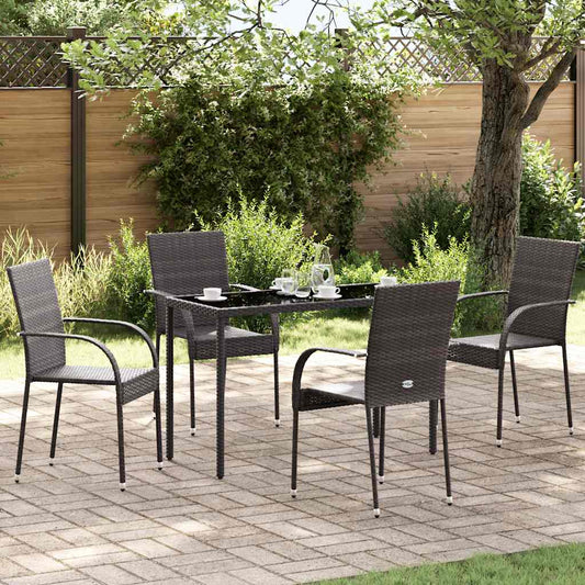 Tuinstoelen stapelbaar 4 st poly rattan bruin is nu te koop bij PeponiXL, paradijselijk wonen!