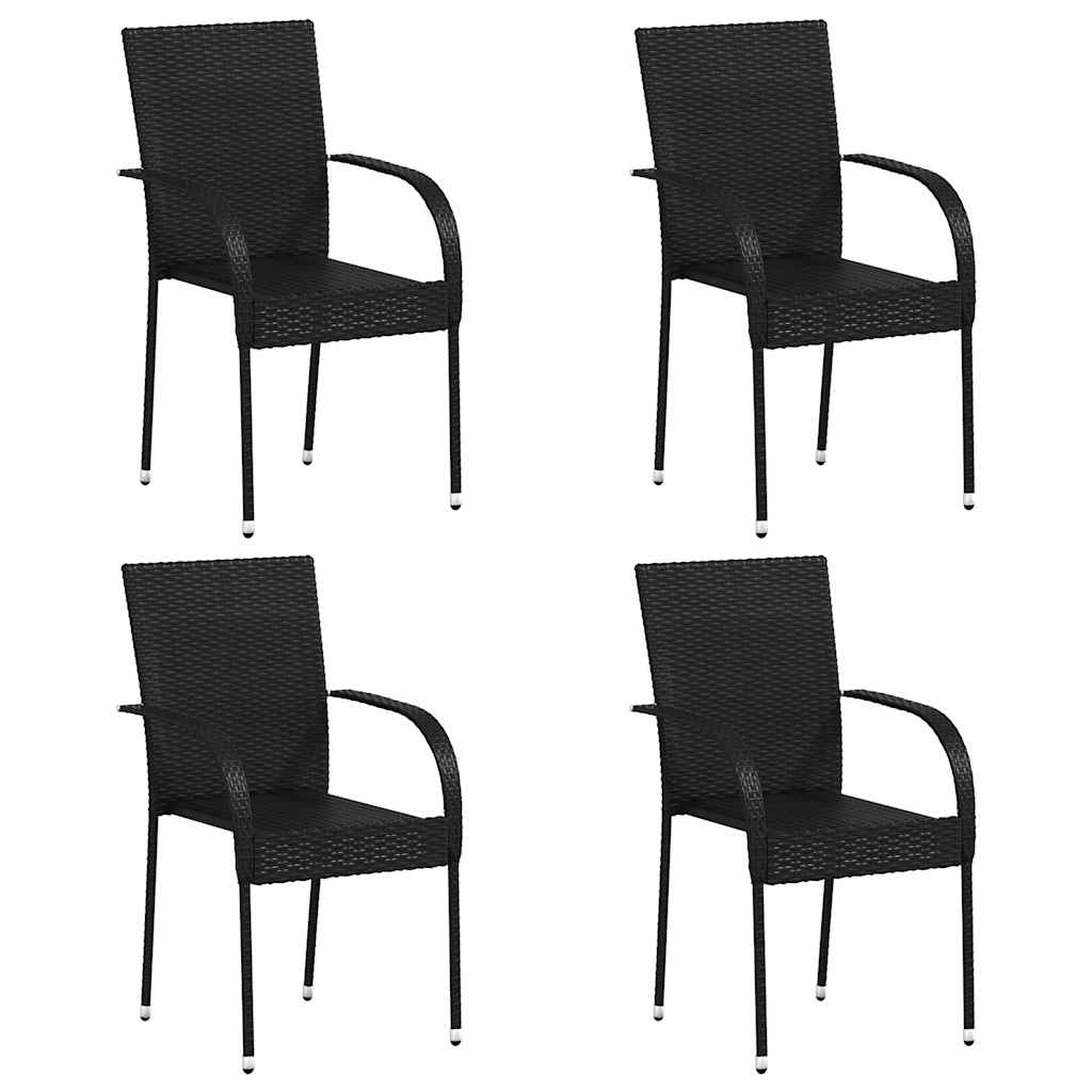 Tuinstoelen stapelbaar 4 st poly rattan zwart is nu te koop bij PeponiXL, paradijselijk wonen!