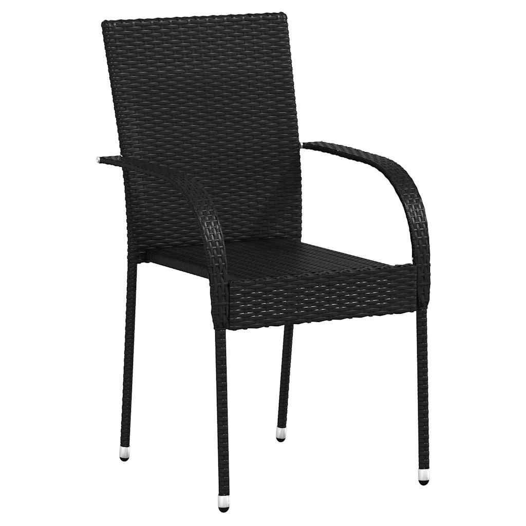 Tuinstoelen stapelbaar 4 st poly rattan zwart is nu te koop bij PeponiXL, paradijselijk wonen!