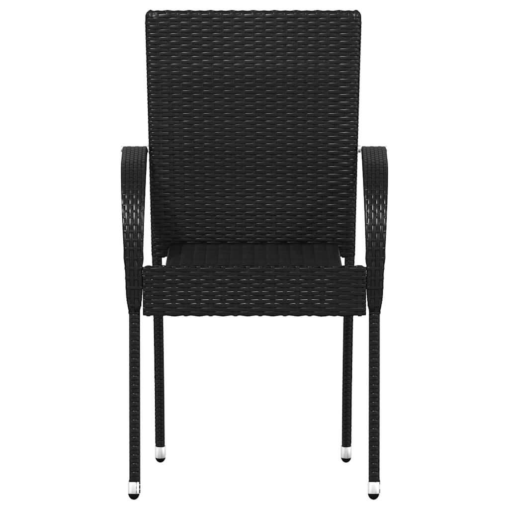 Tuinstoelen stapelbaar 4 st poly rattan zwart is nu te koop bij PeponiXL, paradijselijk wonen!