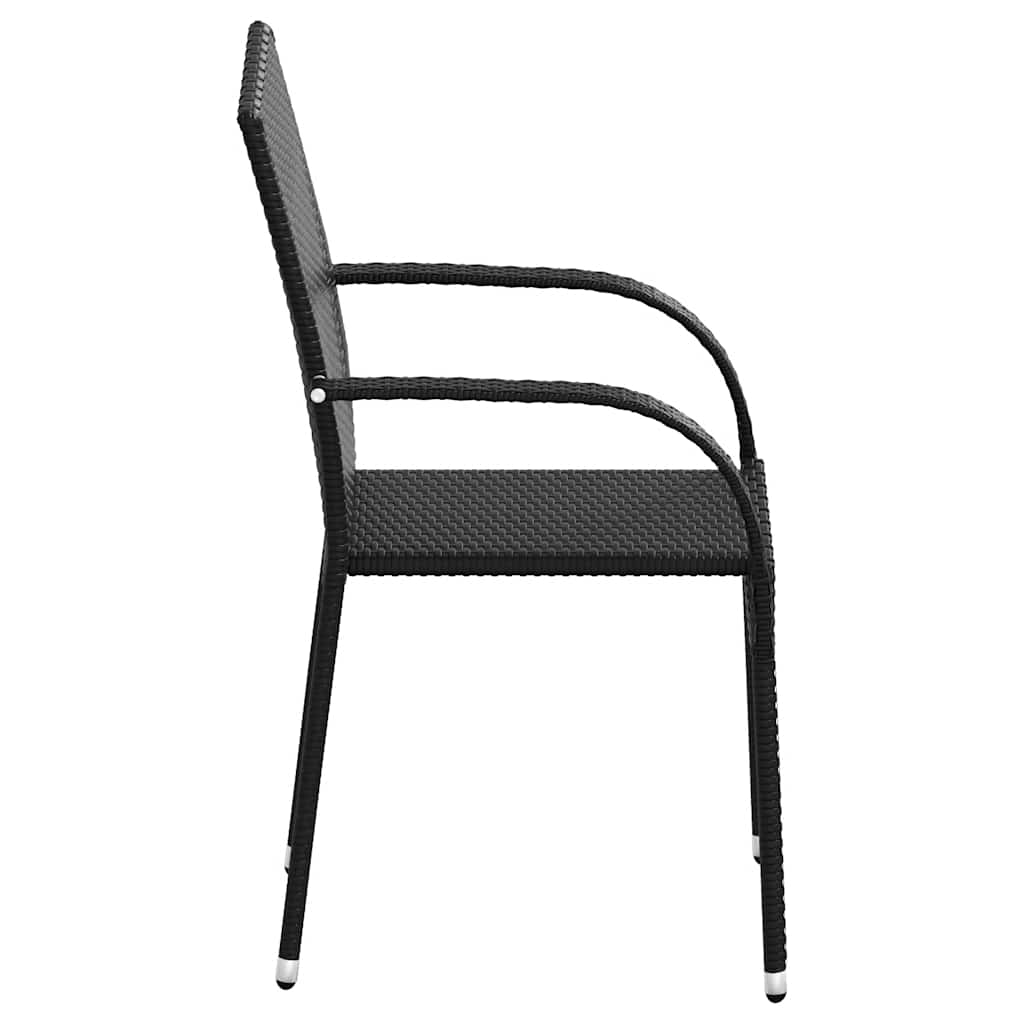 Tuinstoelen stapelbaar 4 st poly rattan zwart is nu te koop bij PeponiXL, paradijselijk wonen!
