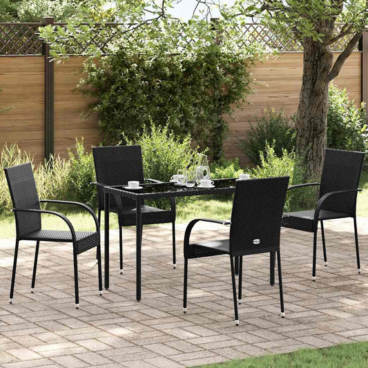 Tuinstoelen stapelbaar 4 st poly rattan zwart is nu te koop bij PeponiXL, paradijselijk wonen!