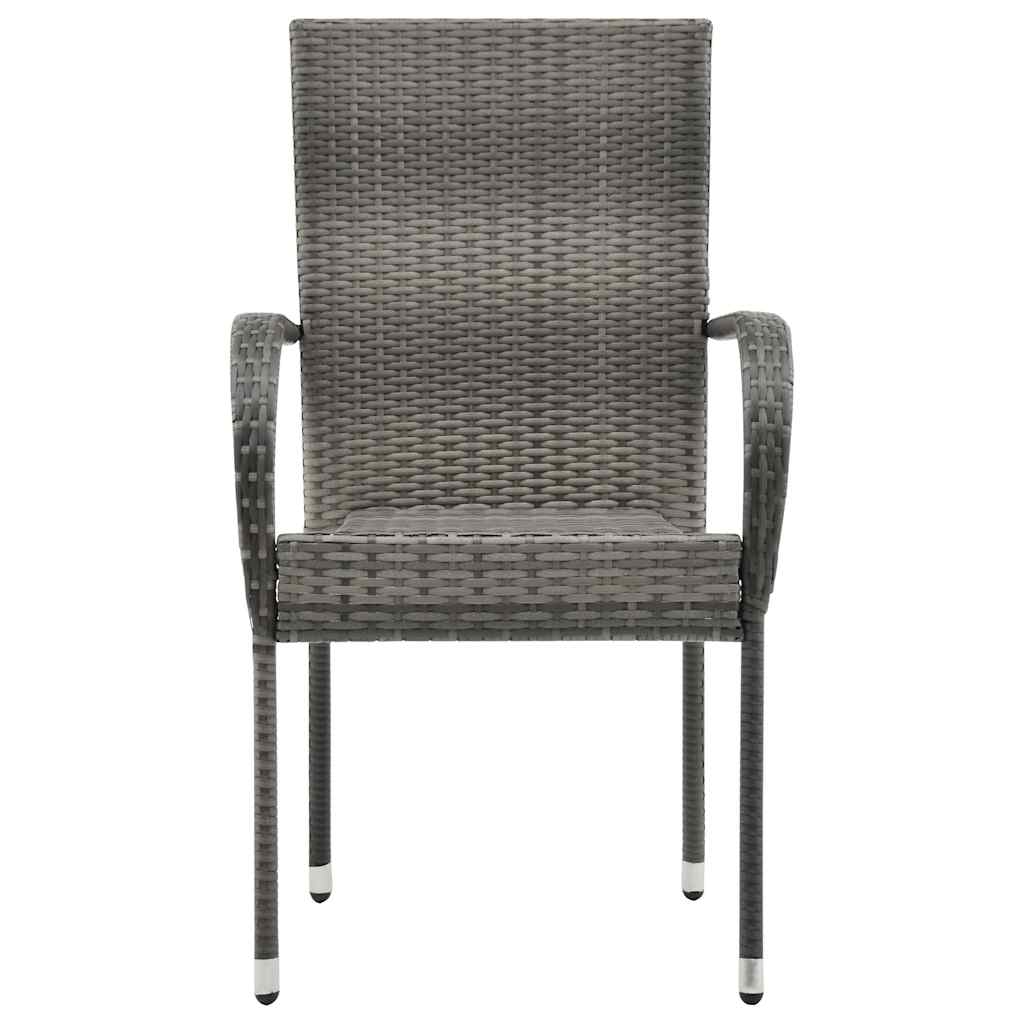 Tuinstoelen stapelbaar 4 st poly rattan grijs is nu te koop bij PeponiXL, paradijselijk wonen!