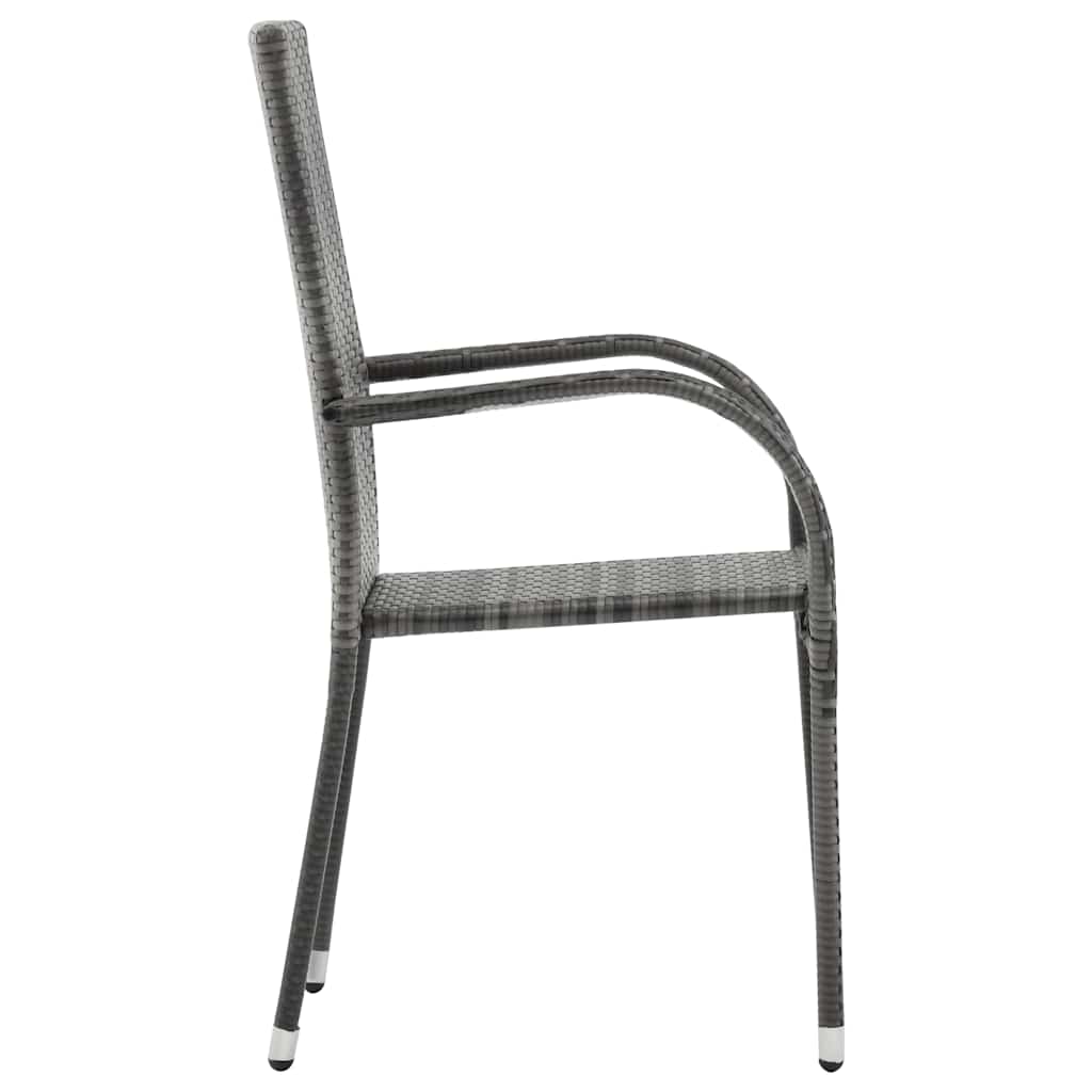Tuinstoelen stapelbaar 4 st poly rattan grijs is nu te koop bij PeponiXL, paradijselijk wonen!