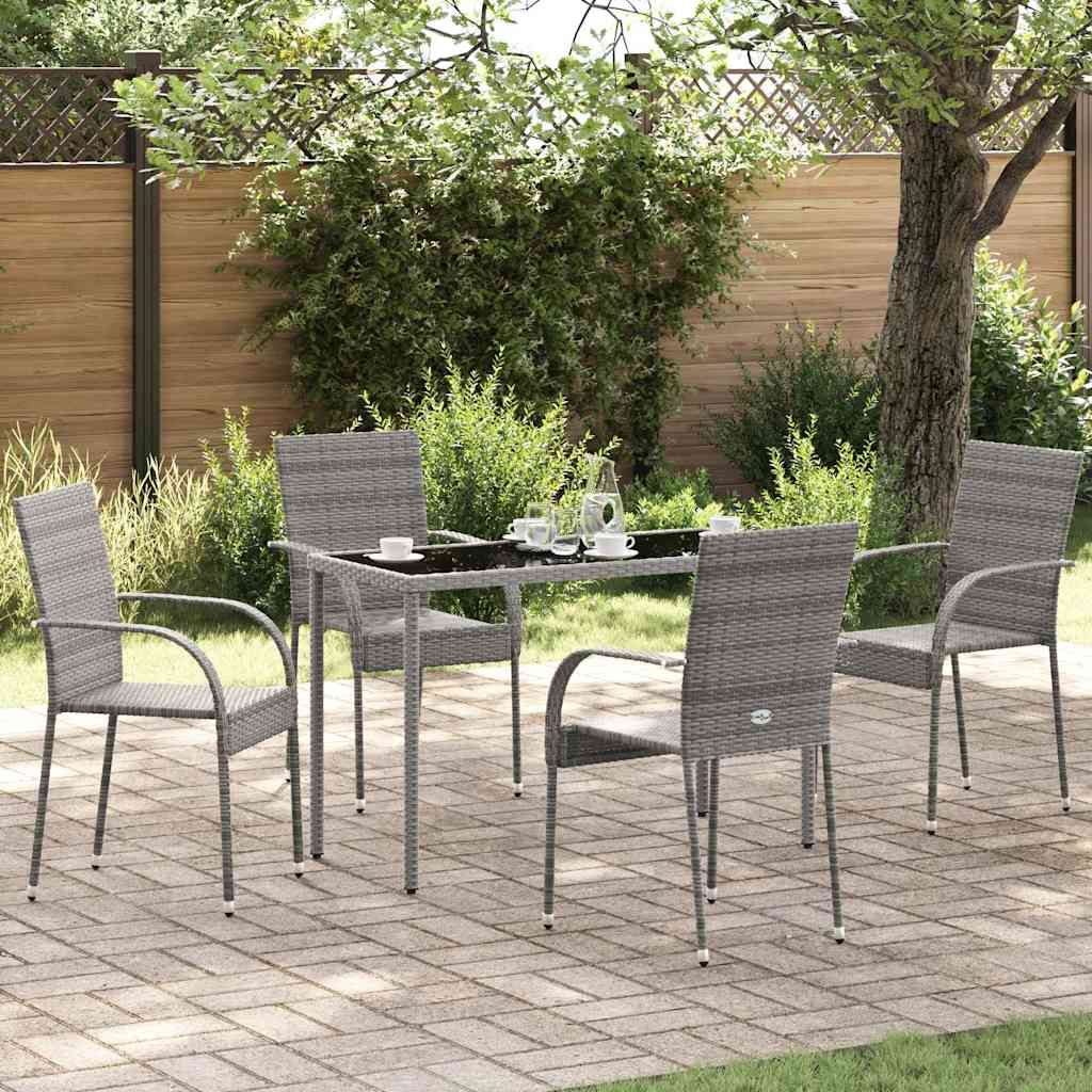 Tuinstoelen stapelbaar 4 st poly rattan grijs is nu te koop bij PeponiXL, paradijselijk wonen!