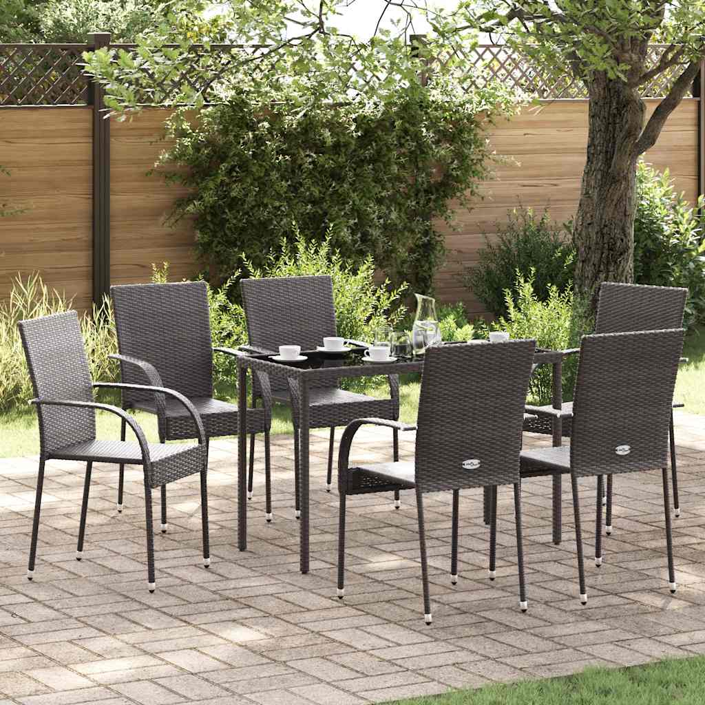 Tuinstoelen stapelbaar 6 st poly rattan bruin is nu te koop bij PeponiXL, paradijselijk wonen!