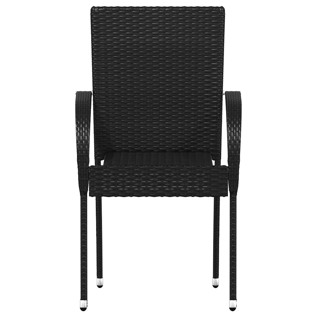 Tuinstoelen stapelbaar 6 st poly rattan zwart is nu te koop bij PeponiXL, paradijselijk wonen!
