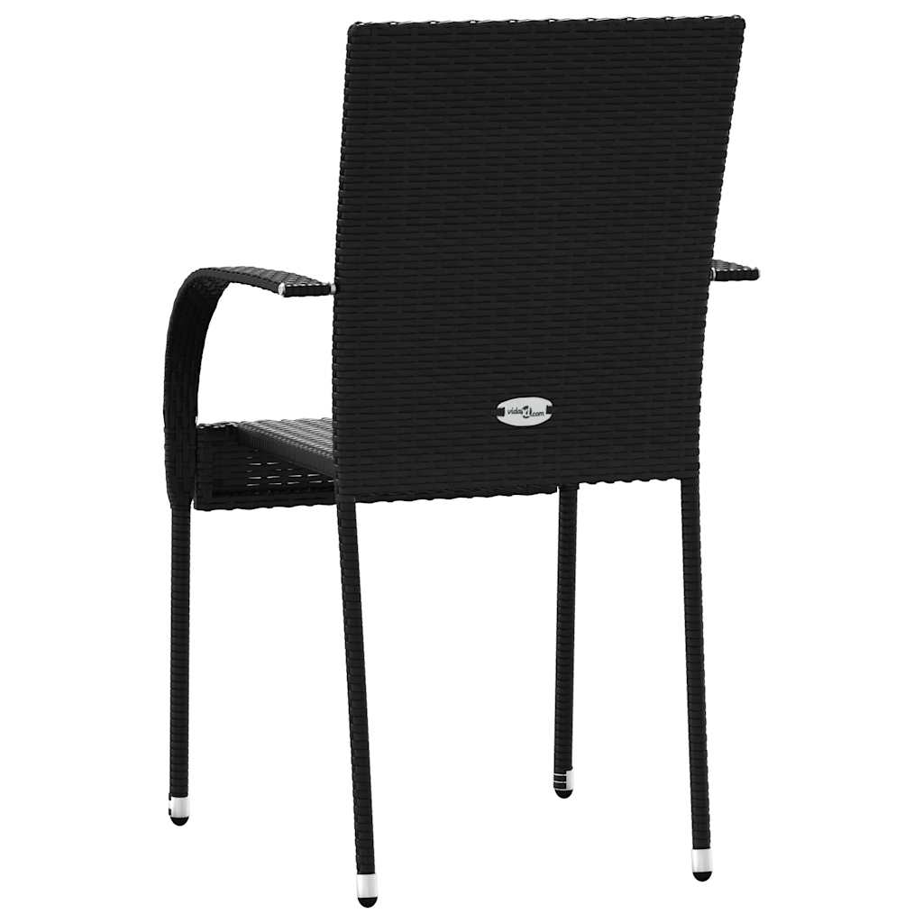 Tuinstoelen stapelbaar 6 st poly rattan zwart is nu te koop bij PeponiXL, paradijselijk wonen!
