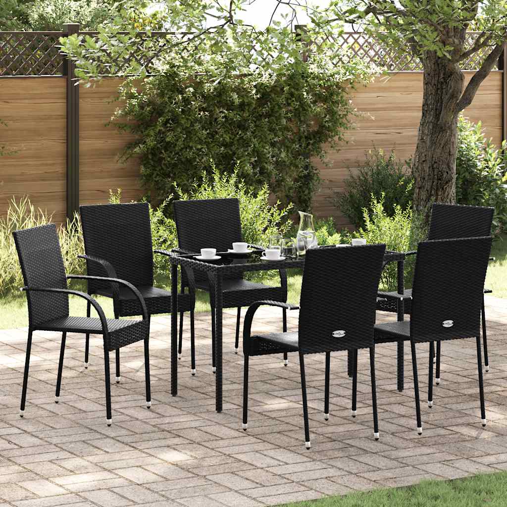 Tuinstoelen stapelbaar 6 st poly rattan zwart is nu te koop bij PeponiXL, paradijselijk wonen!