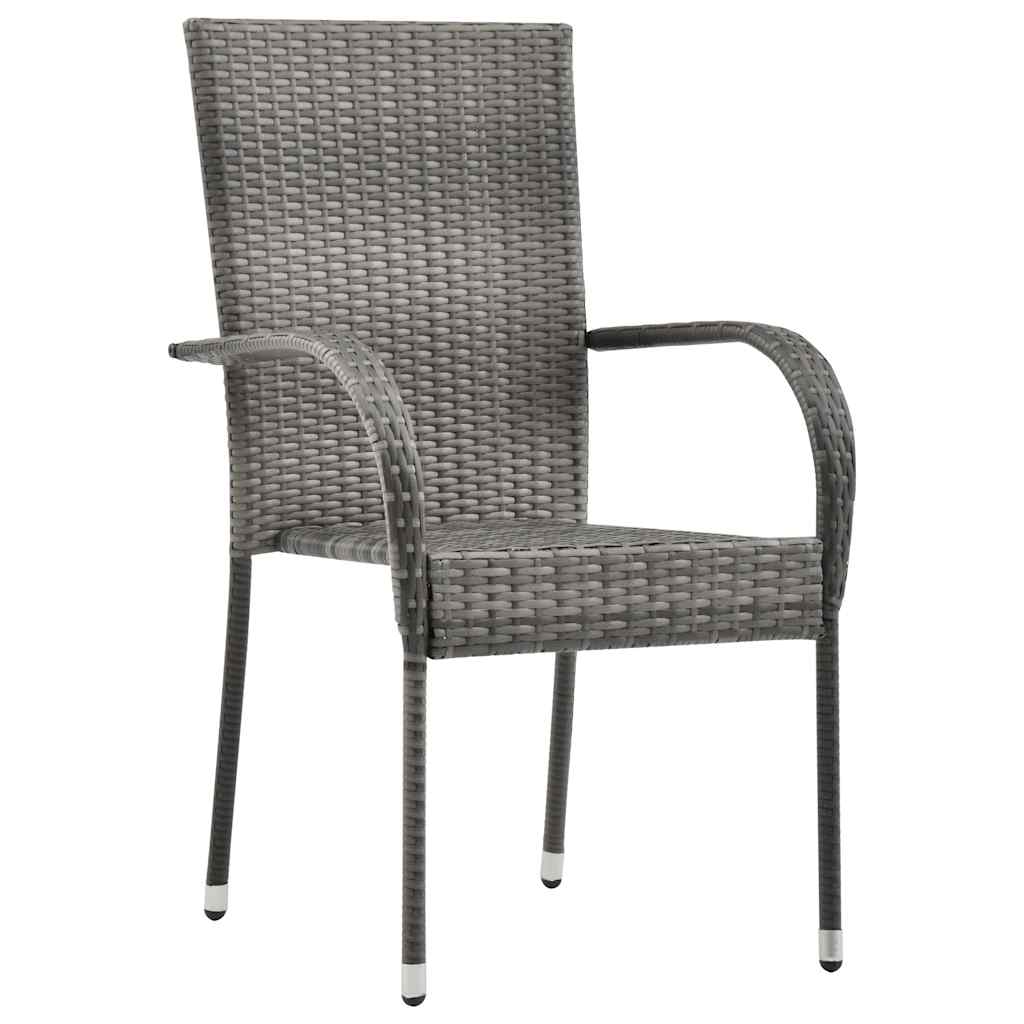 Tuinstoelen stapelbaar 6 st poly rattan grijs is nu te koop bij PeponiXL, paradijselijk wonen!